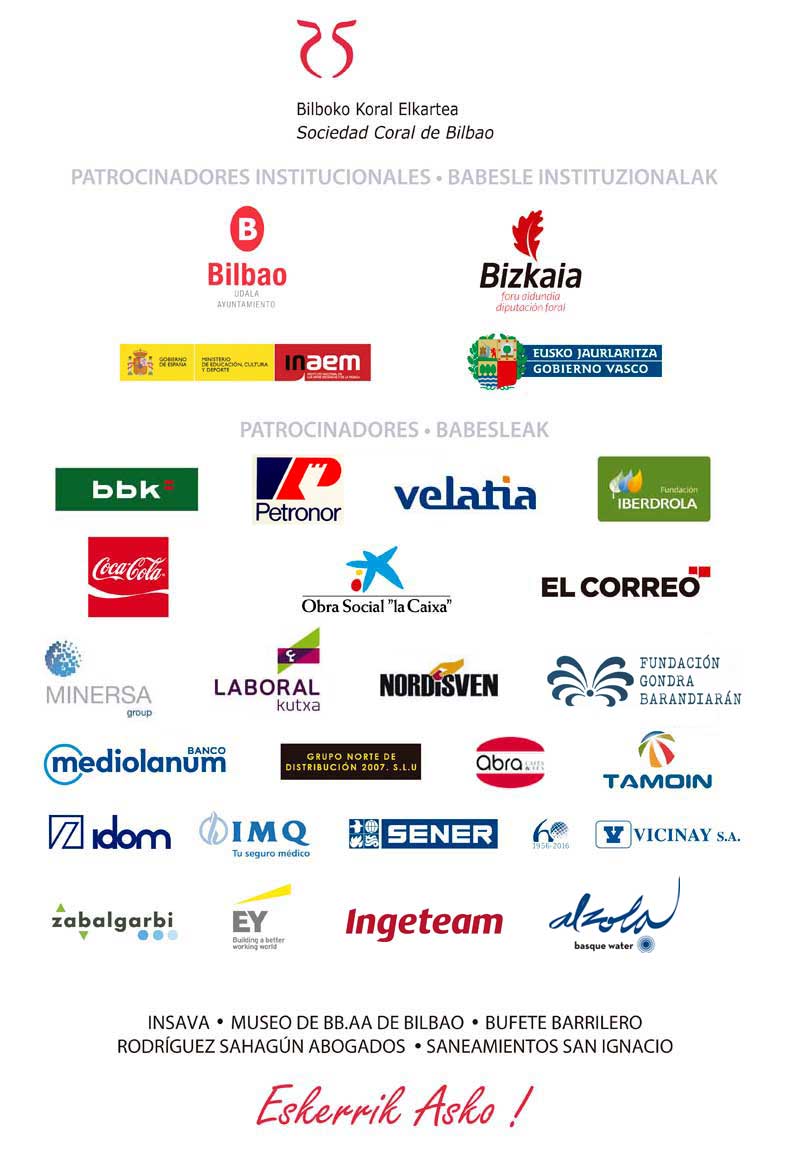 Patrocinadores de la Coral de Bilbao 2016